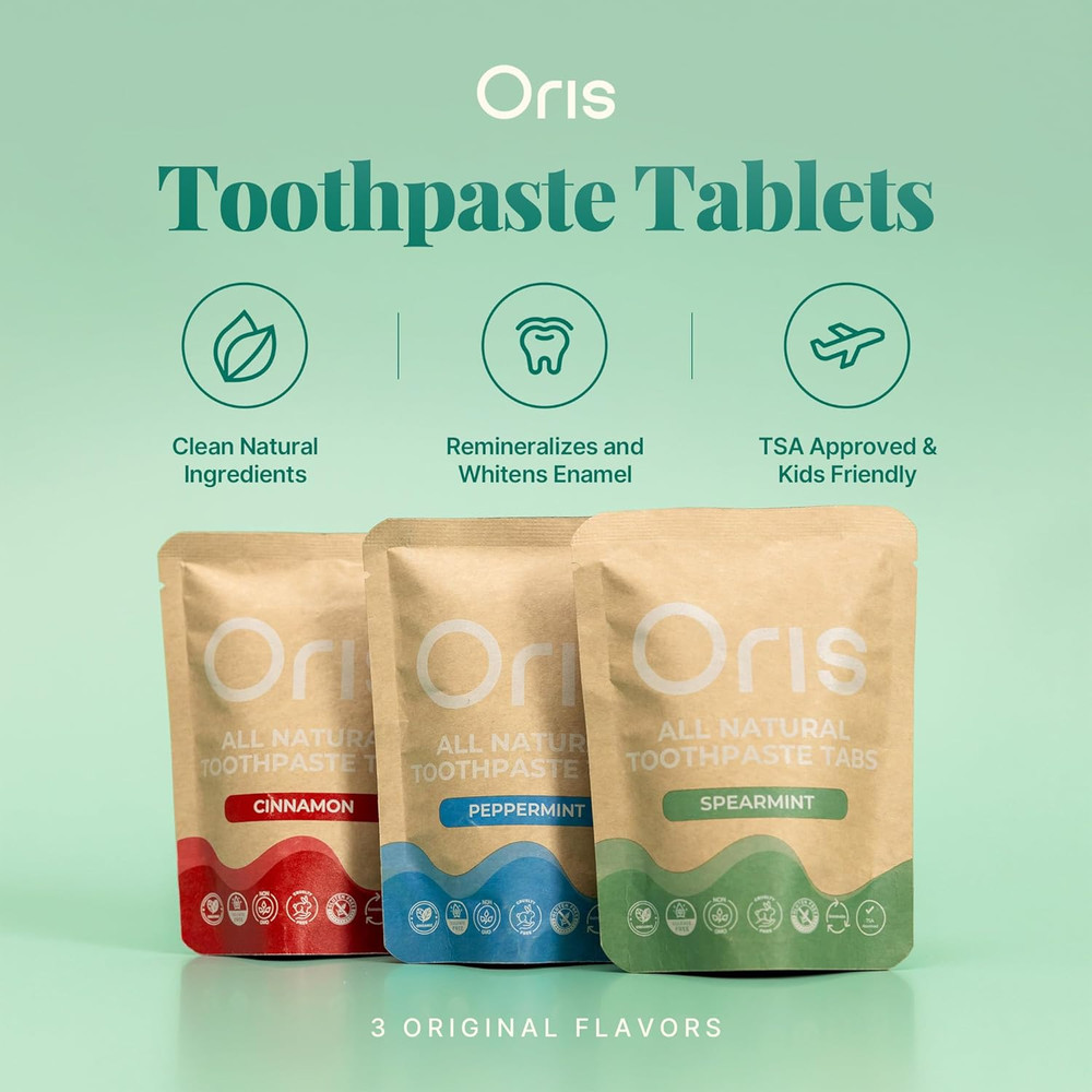 Oris Natural Toothpaste Tabs - Chewable Toothpaste Tablets for Sensitive Teet...