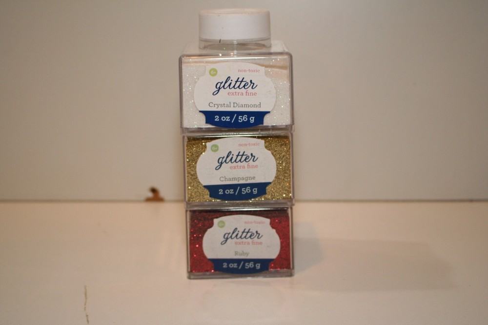 Extra Fine Crystal Diamond, Champagne, Ruby Glitter 2 Oz jars