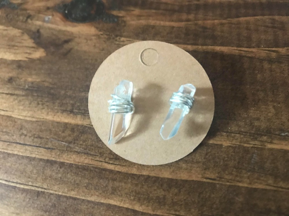 Handmade sterling silver clear crystal stud earrings