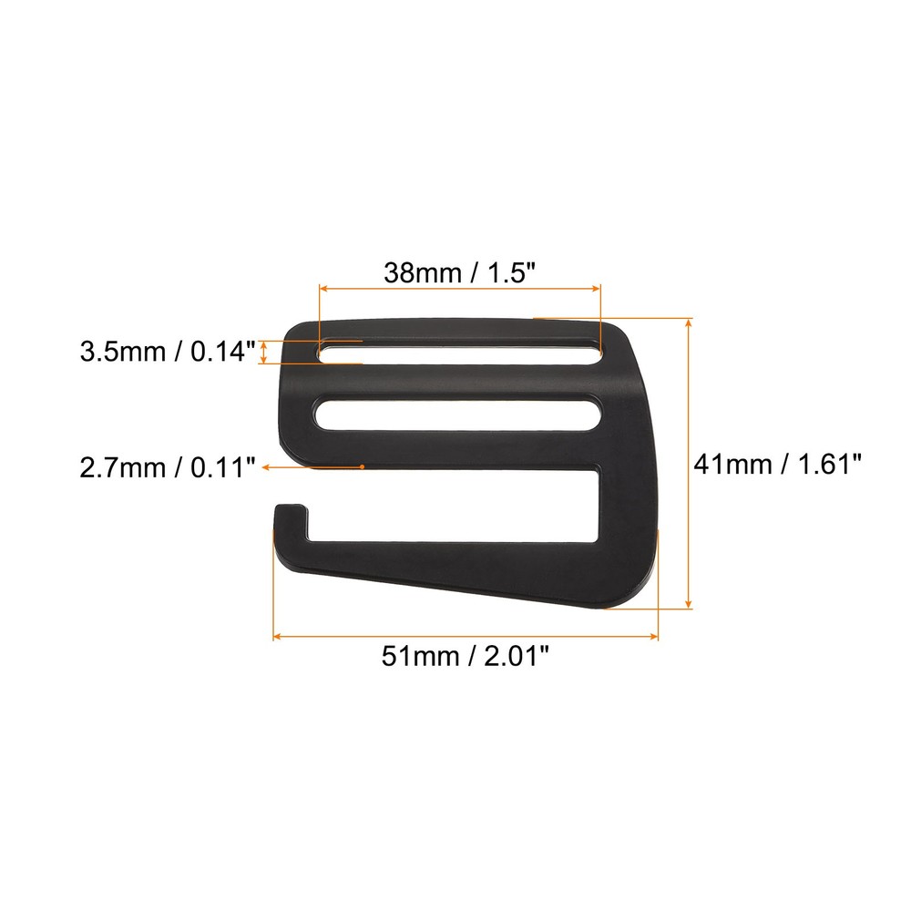 1.5" Webbing Release G Hook Buckle Adjuster for Backpack Strap, 2Pcs Matte Black