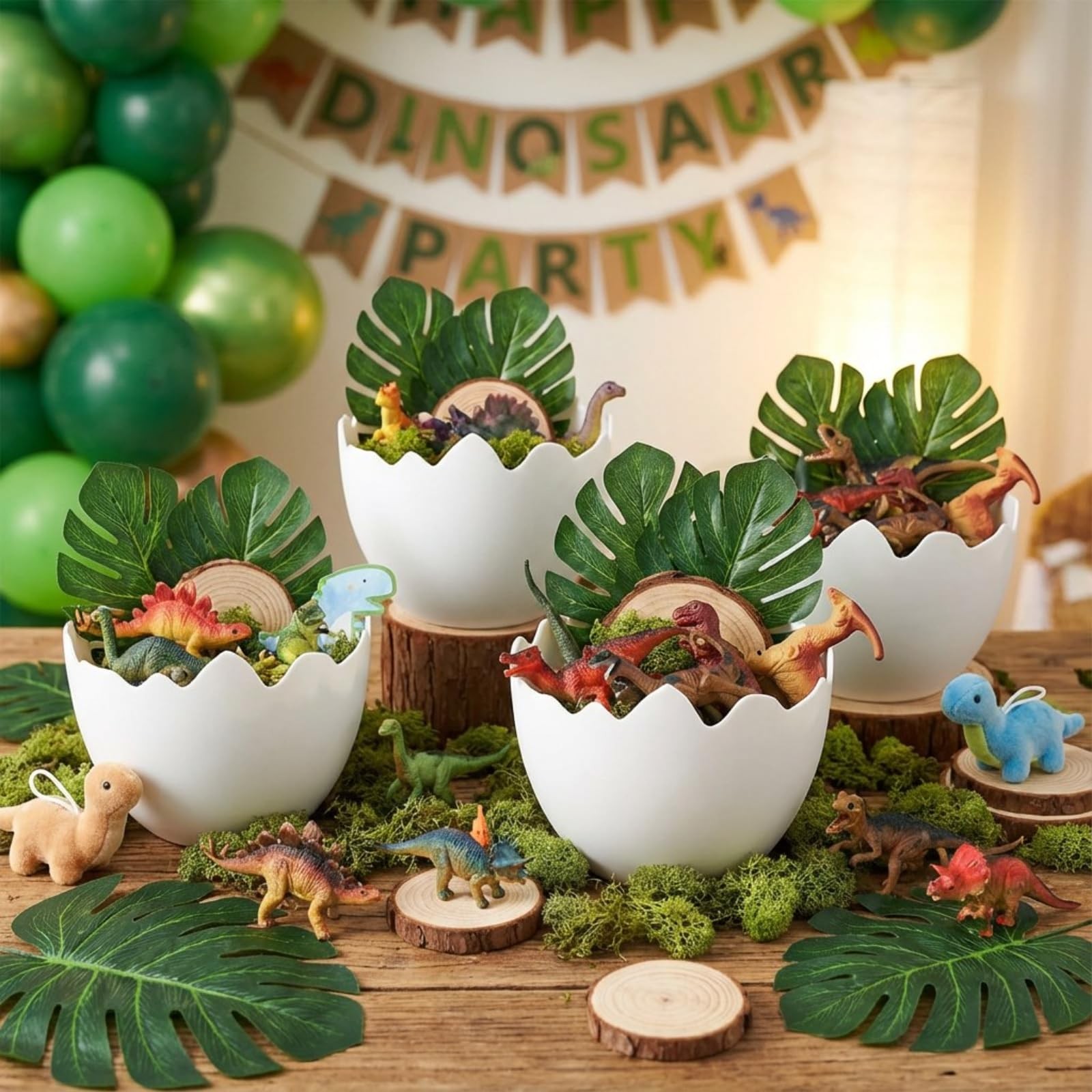 Dinosaur Themed Party Decorations Easter Table Centerpiece 4 Plastic Egg Shap...