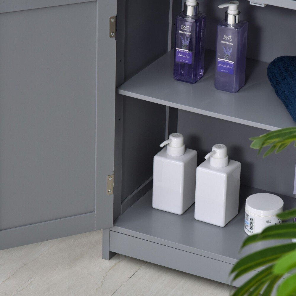Bathroom Floor Cabinet Storage Organizer Kitchen Cupboard with Adjustable Shelf