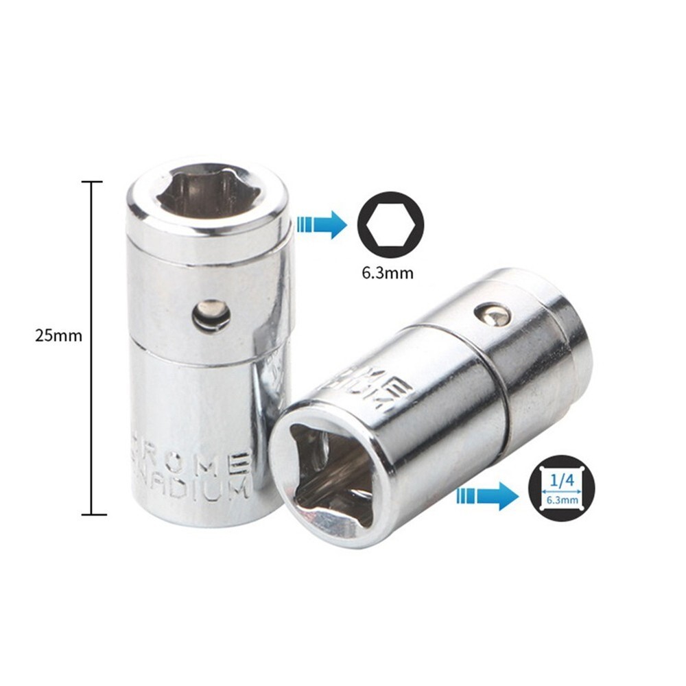 2pcs 1/4 Square Drive To 1/4 Hex Socket Bits Converter Screwdriver Bit Adapter