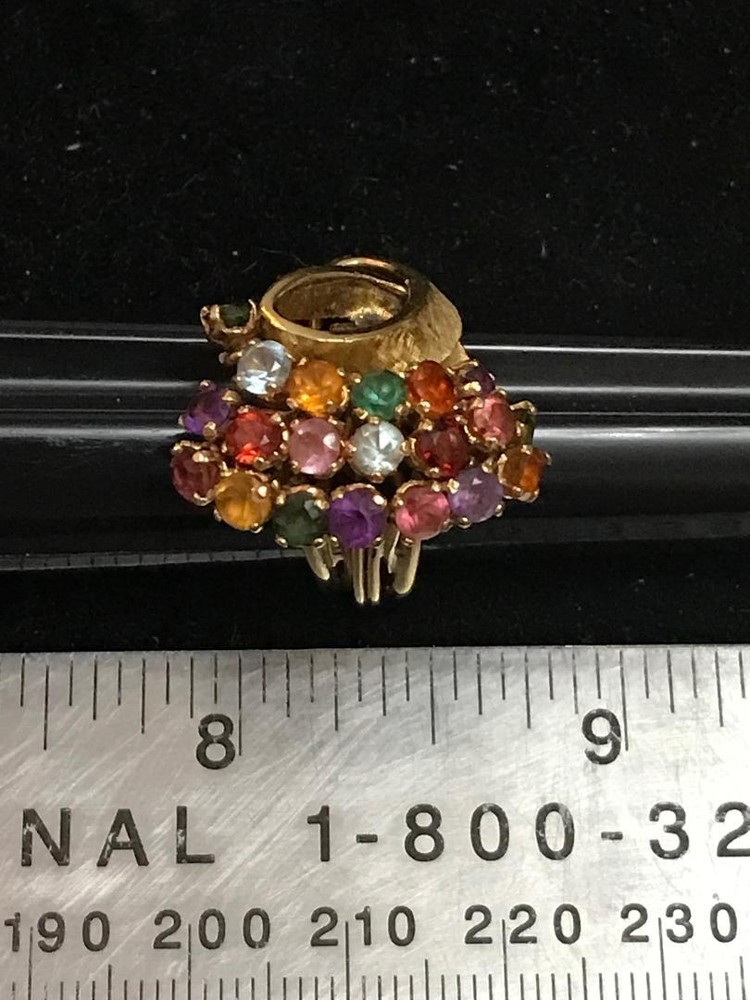 18k Solid Gold Ring With Multi Gemstones Size 6 10.3 g