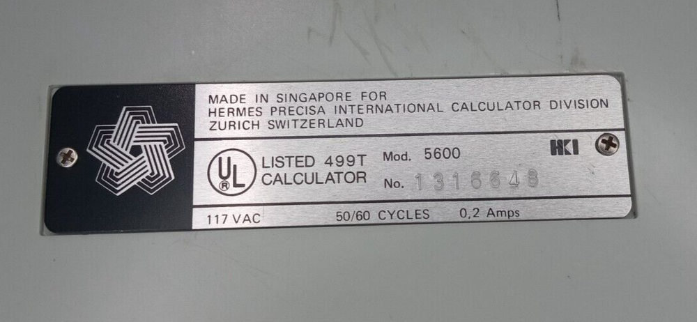 Vintage Hermes Precisa Electronic Calculator Printer Model #5600