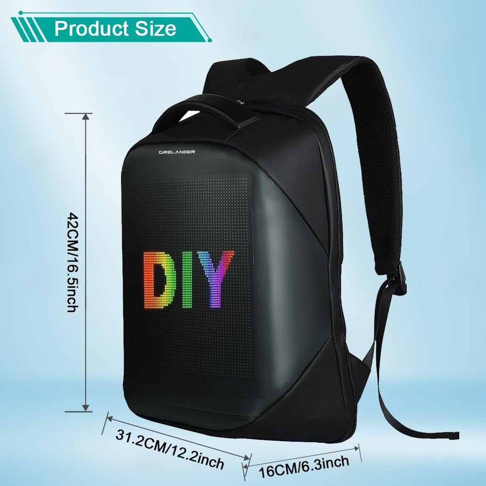 Crelander LED Backpack, 15 inch App Control Laptop Backpack with Programmable...