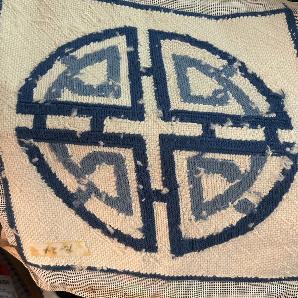 Four Blessing Symbol Needlepoint On Canvas Not Framed