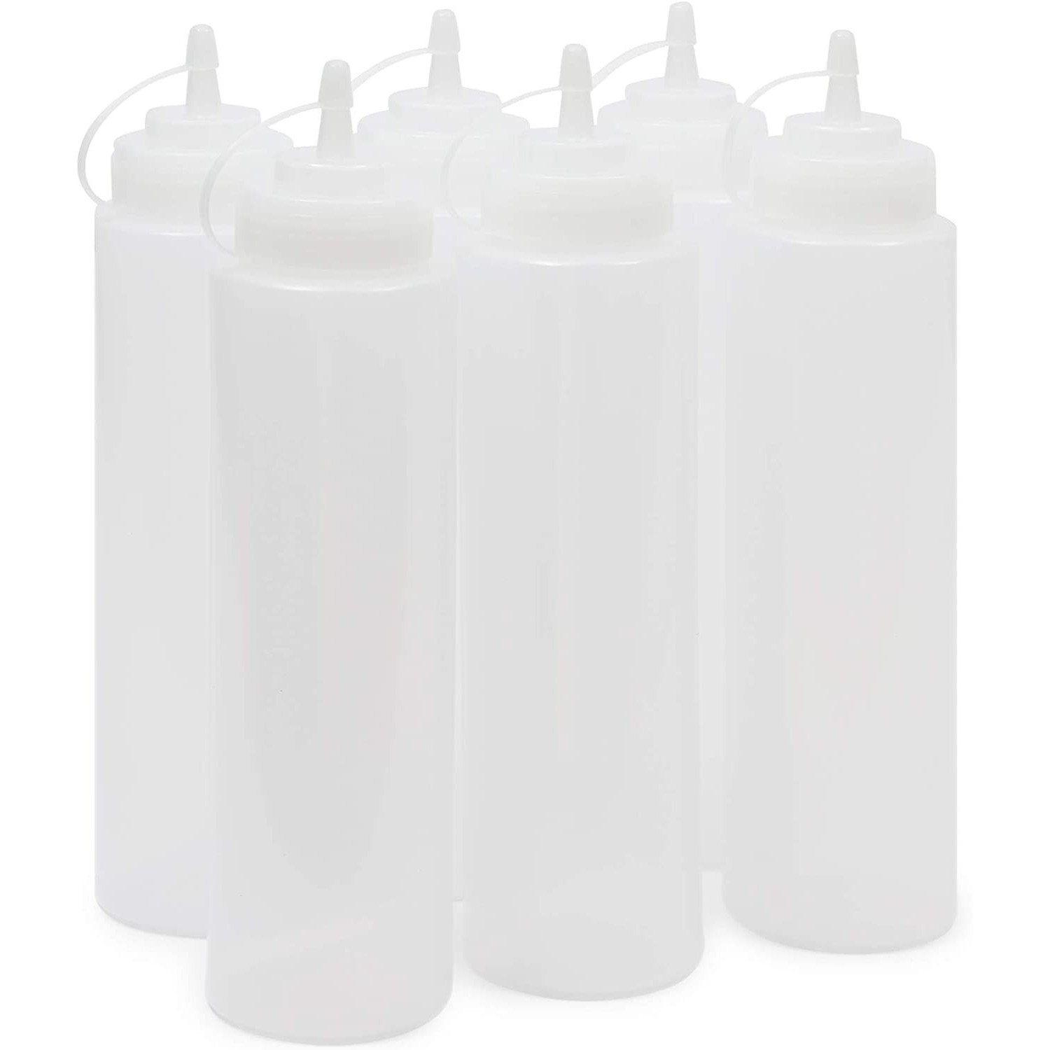 6 Pack Plastic Condiment Squeeze Bottles for Sauces Liquids Ketchup, 29 Oz Clear