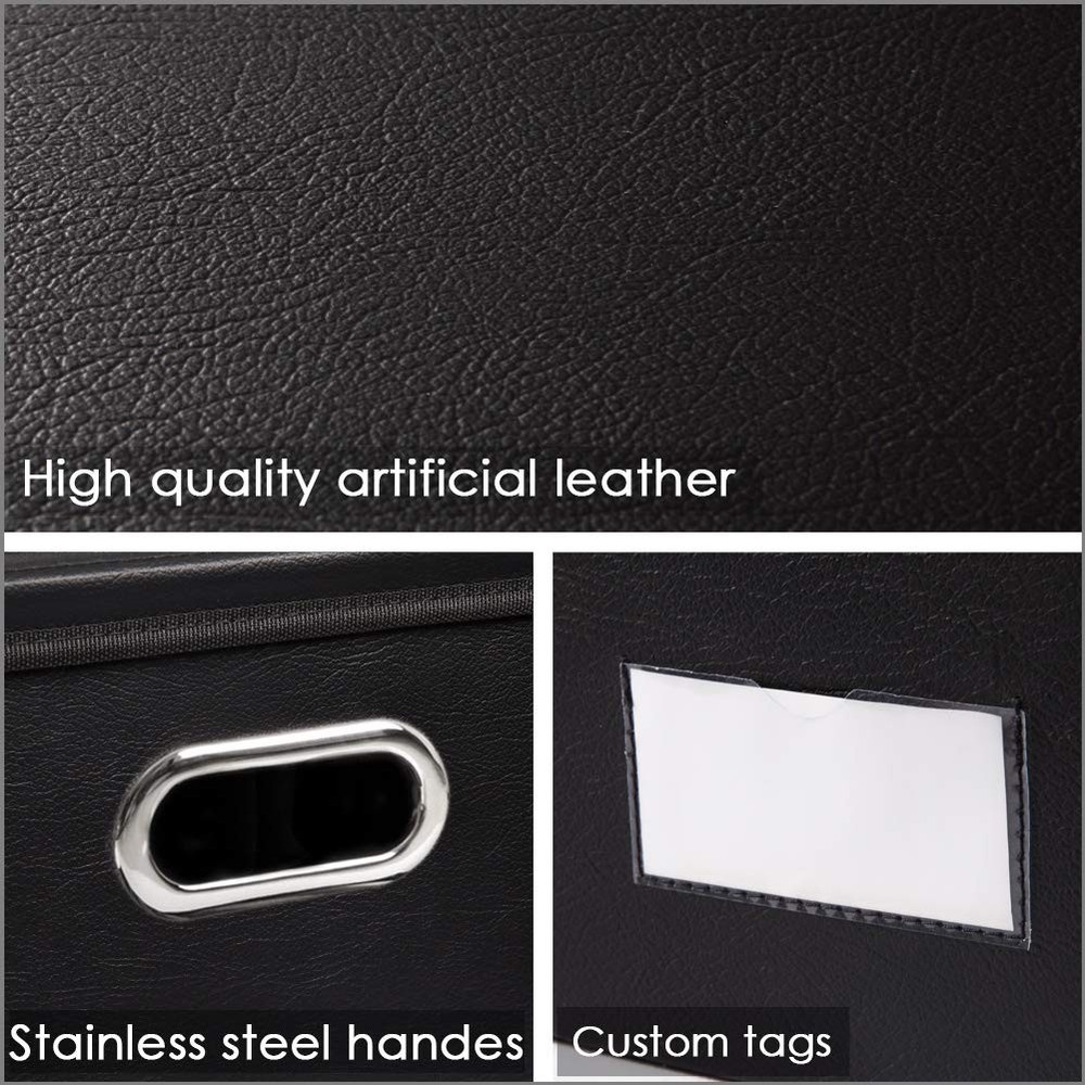 PRANDOM Foldable Storage Bins with Lids [5-Pack] Medium(5-Pack), Black