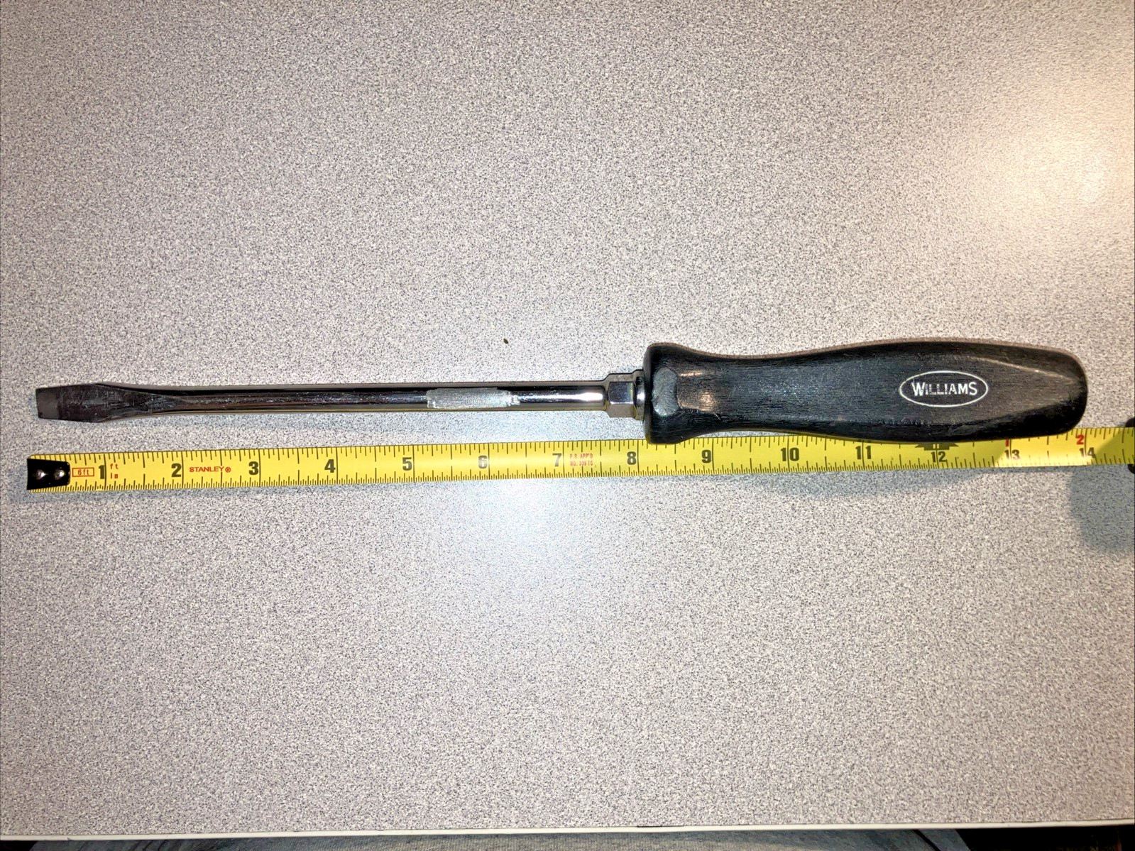 Williams Tools SDR-28 Slotted Screwdriver 8" Blade 3/8" Flat Tip Black Handle