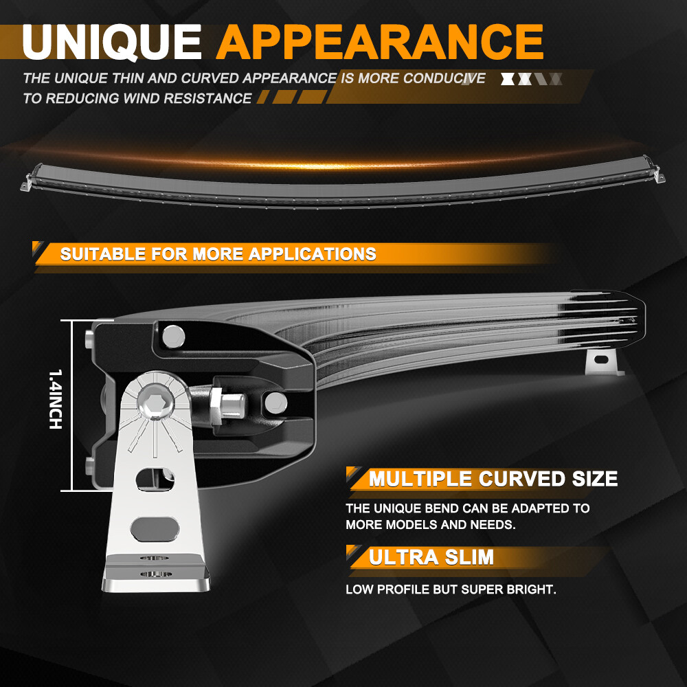 Ultra Slim 44"inch Curved LED Light Bar Offroad For Can-Am Maverick X3 UTV 42"