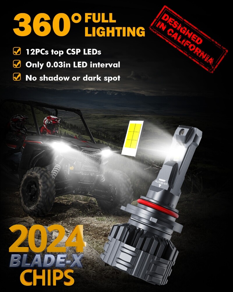 AUXBEAM 9005 LED Headlight Bulbs Conversion Kit White High Beam Replace Halogen
