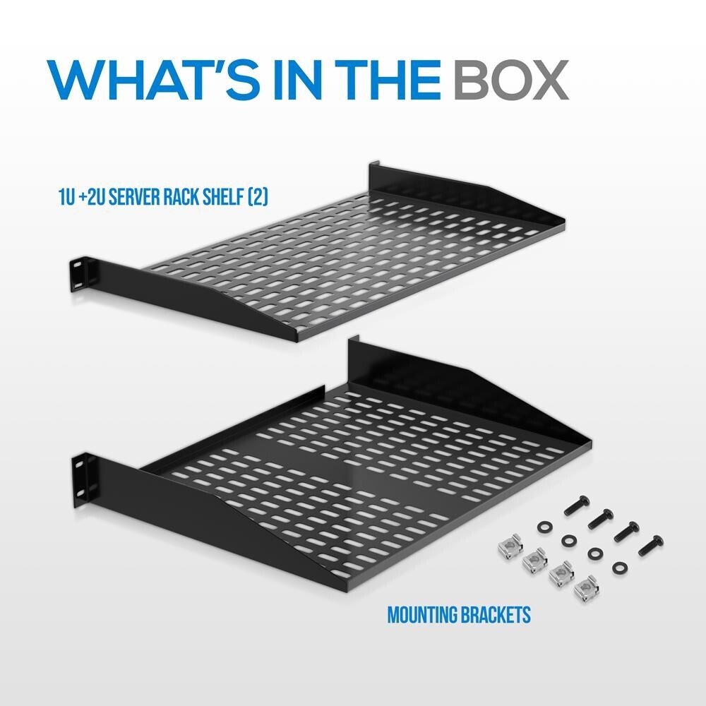 Pyle 1U+2U Server Rack Shelves - Universal Device Server Rack Mounting Tray