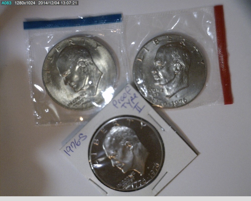 1976 PDS Eisenhower dollars Unc in mint cello and Proof type 2