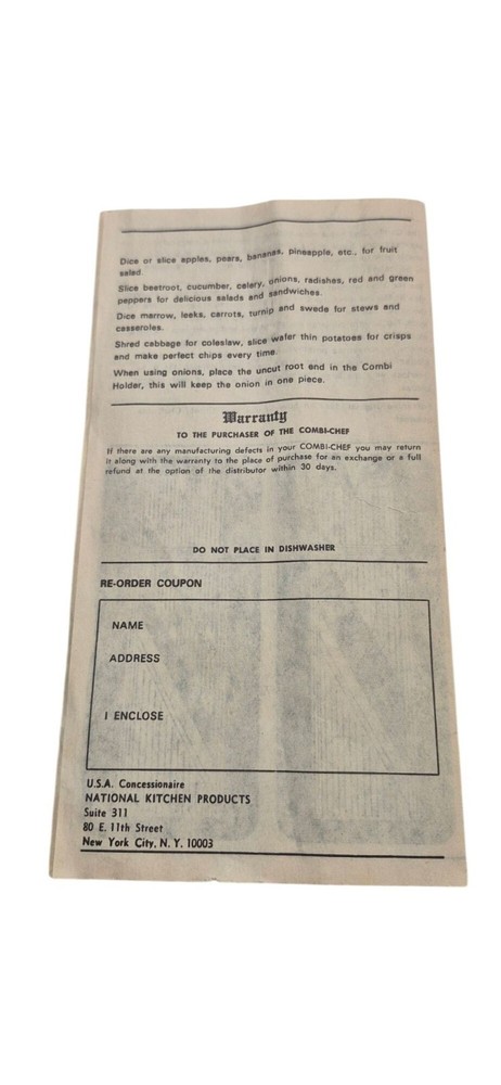 Combi Chef Combination Slicer-Chipper With Combi Holder