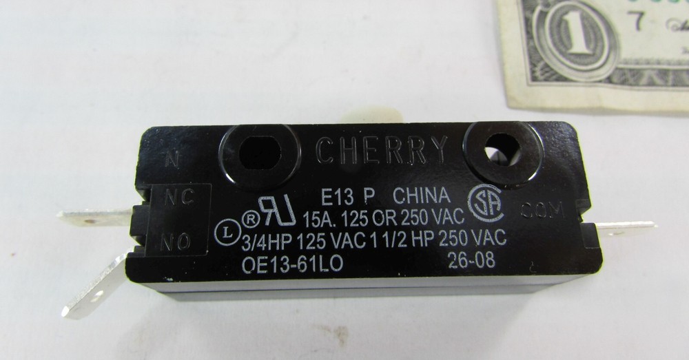 2 Cherry E13 15A N/O & N/C Button Switch 125/250 VAC 3/16 Quick Connect Terminal