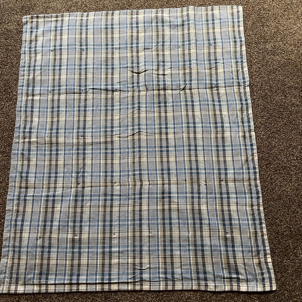 Blue Patchwork Lap Quilt Wall Hanging Handcrafted Machine Stitched 36 x 42 MINT