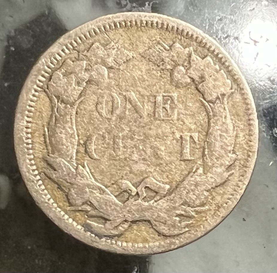 1858 FLYING EAGLE CENT - SMALL LETTERS G/VG SMALL NICK ON FRONT