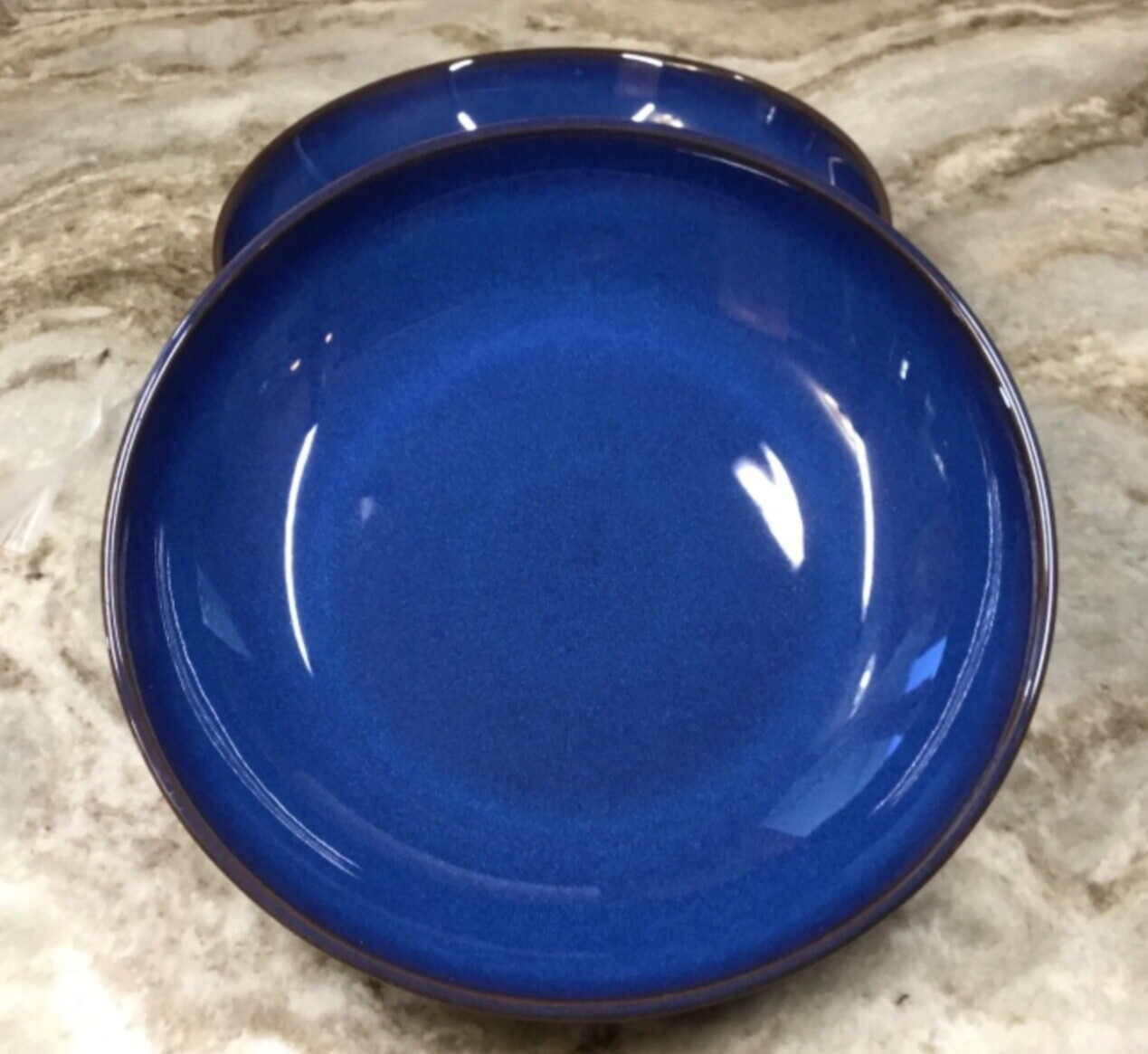 Large Pasta Bowls Denby Imperial Blue. Set Of 2 Made In England. 9 Inch New.