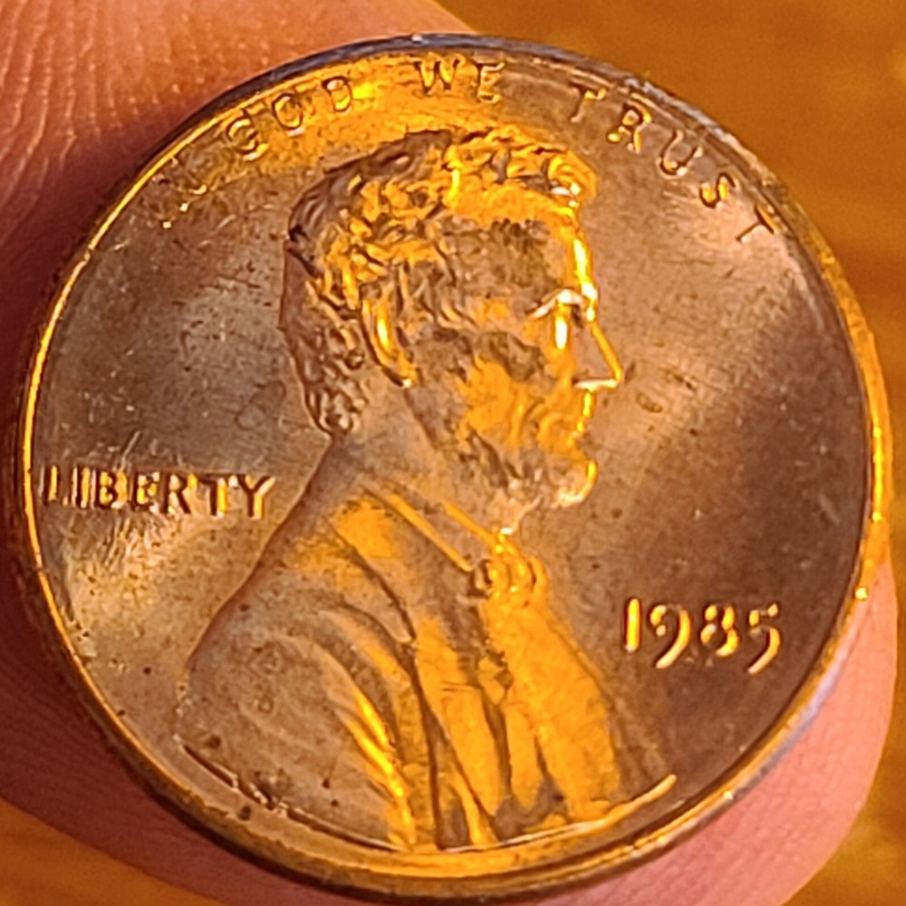 1985 LINCOLN Head Memorial Cent No Mint Obverse Ring Grease Error In IN