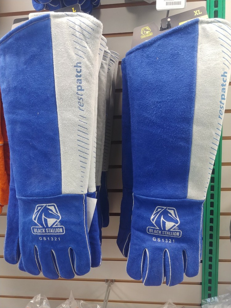 Black Stallion 21" Split Cowhide Stick Gloves w/RestPatch™ Size X-Large, 2 Q