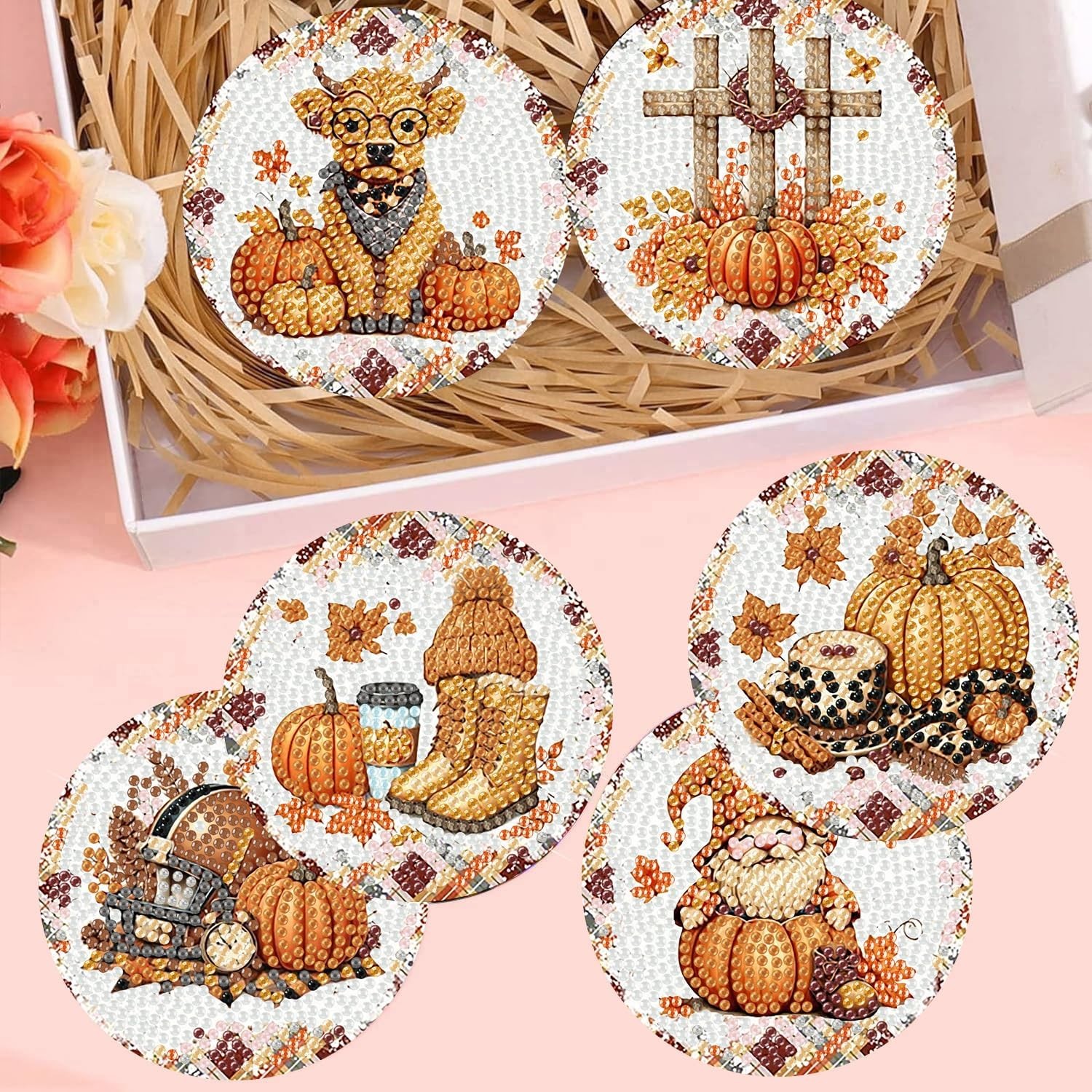 8 Pcs Diamond Art Coasters Kits for 8 4x4in