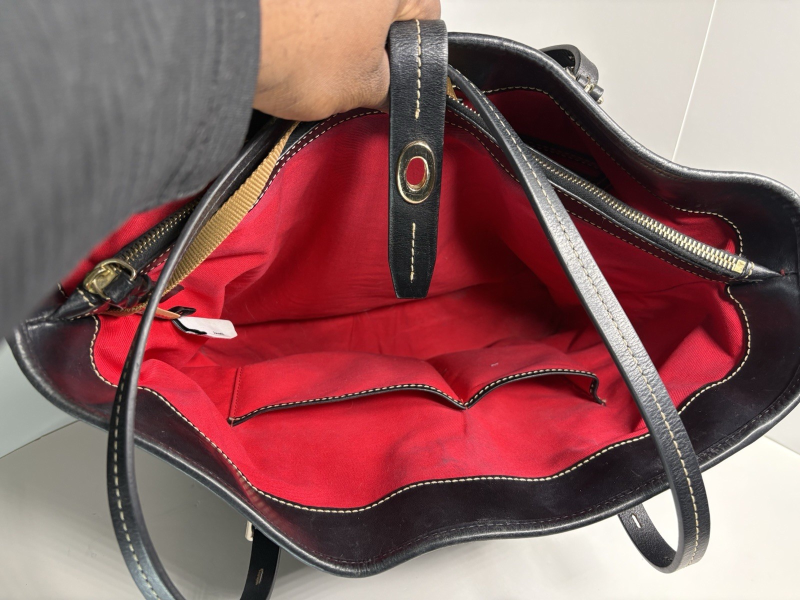 Dooney & Bourke Disney Black Embossed Leather Tote Bag Mickey Mouse Authentic