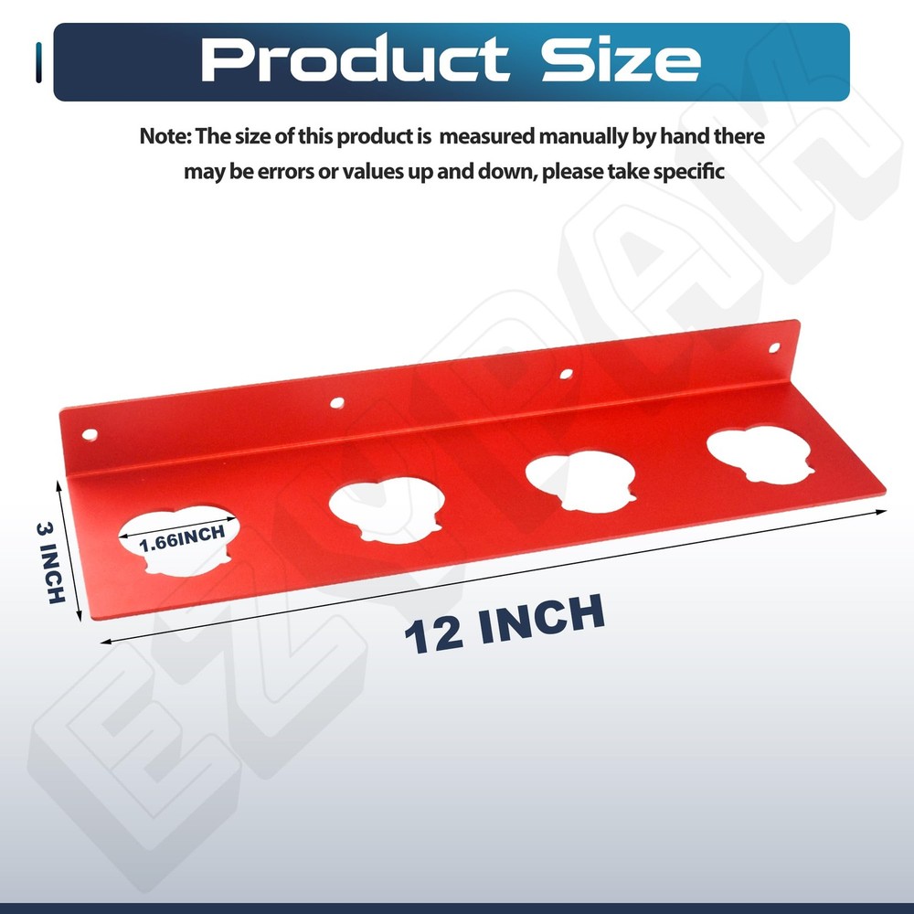 2 Pack Battery Holder for 12V Tool, Wall Mount 12inchx3inch, Red