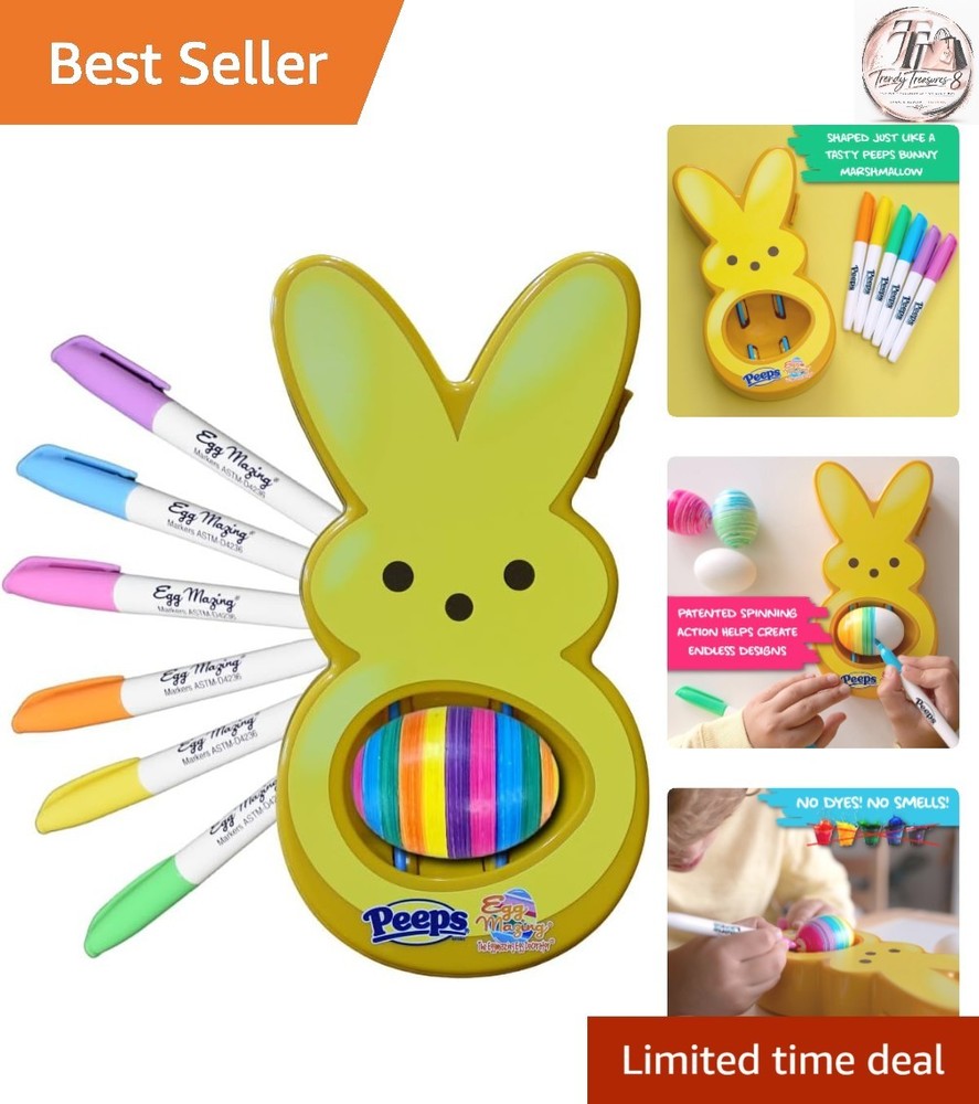 Creative Peeps Bunny Arts & Crafts Set - Egg Decorating Kit with Spinning Action