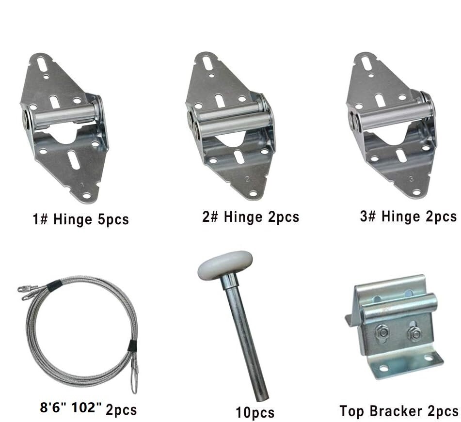 Premium Garage Door Roller/Hinge/Top Bracket/Wire Rope Kit for 7' Height Doors