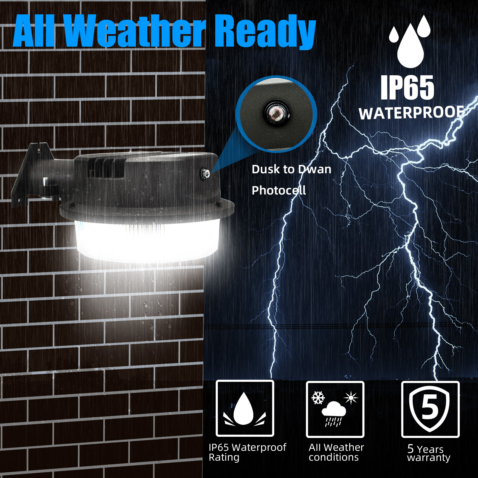 75W Outdoor Dusk to Dawn LED Wall Light – Area,Street,Garage,Barn,Security Light