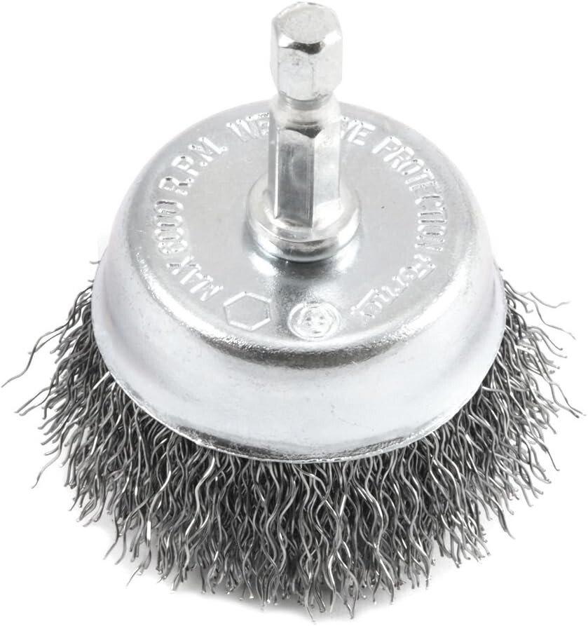Versatile 1/4-Inch Hex Shank Wire Cup Brush - 2-Inch Diameter for Easy Access