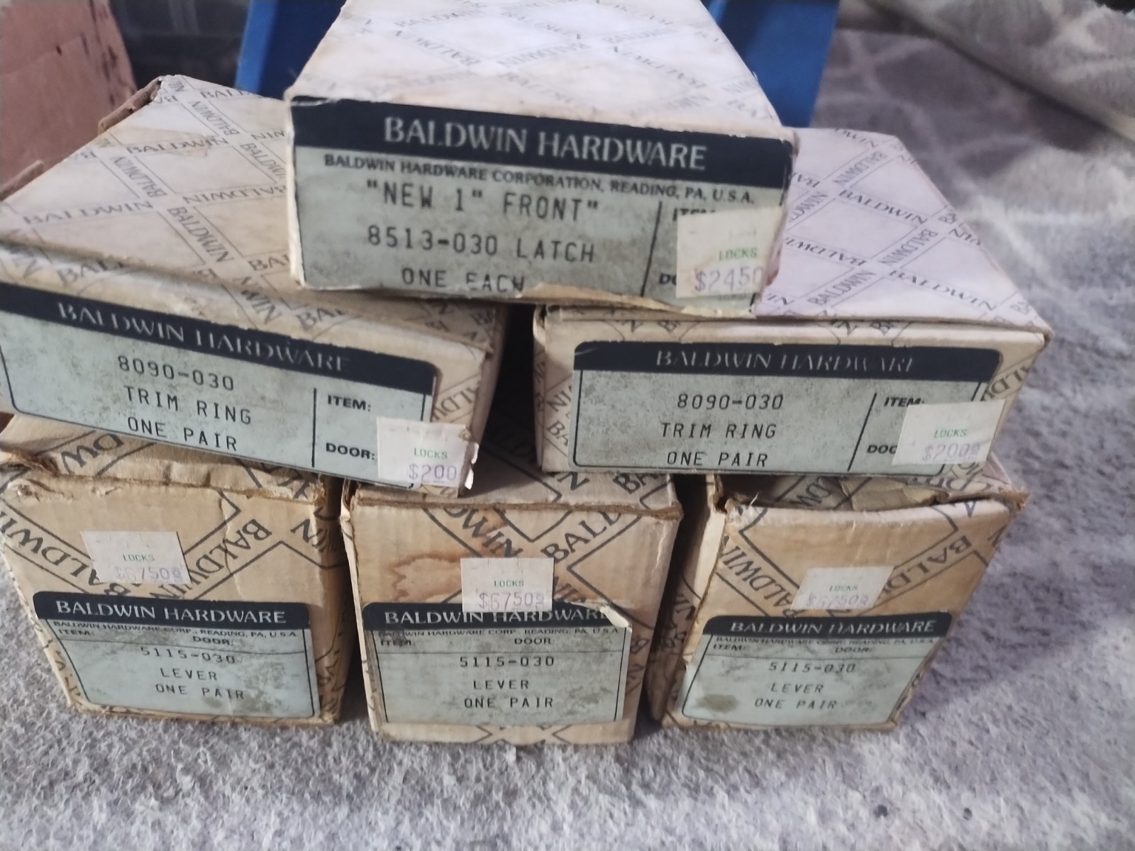 Lot Of Vintage New Old Stock BALDWIN Door HARDWARE Handles Ring Escutcheons