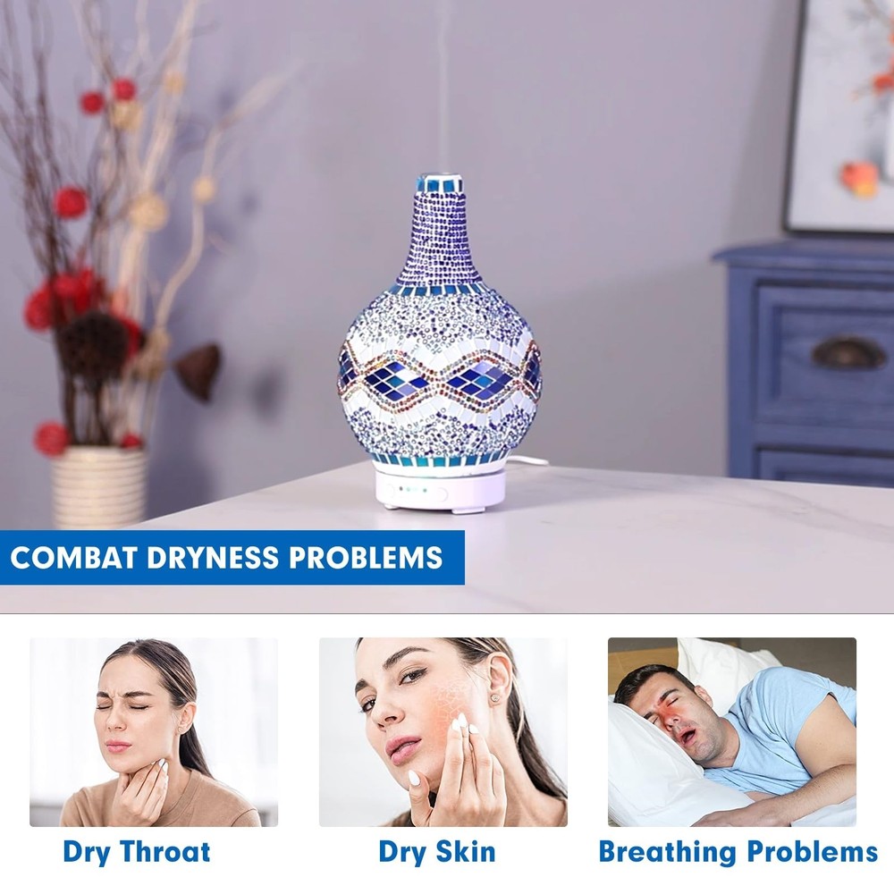 Mosaic Glass Essential Oil Diffuser,Tiffany Aromatherapy Diffuser 100ml Turki...