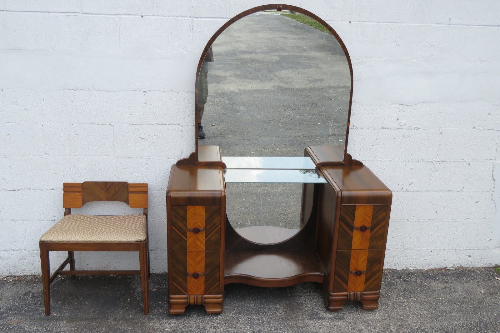 1920s Art Deco Vanity Makeup Table and Stool 5431