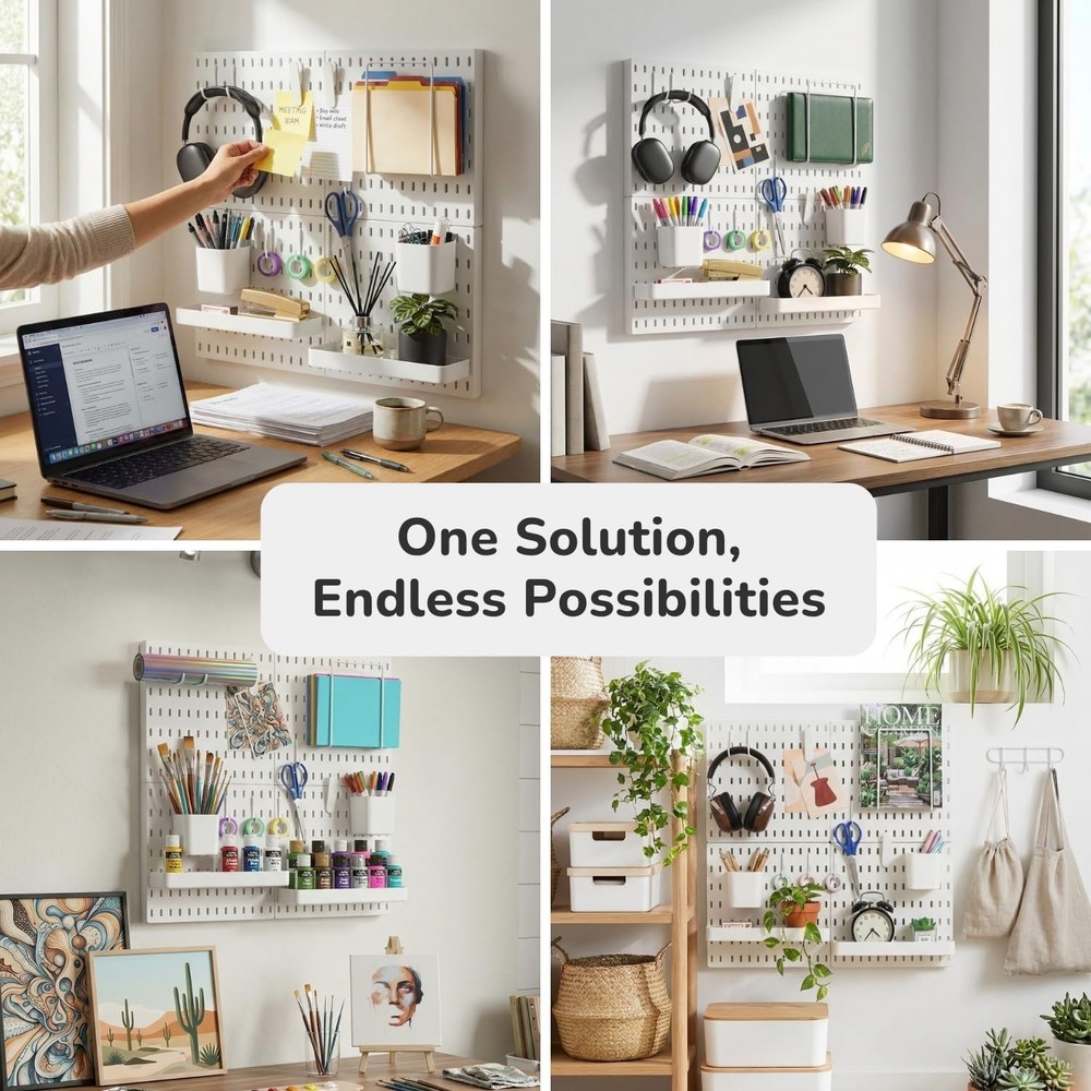 Modular Peg Board Organizer - White, 22"×22"