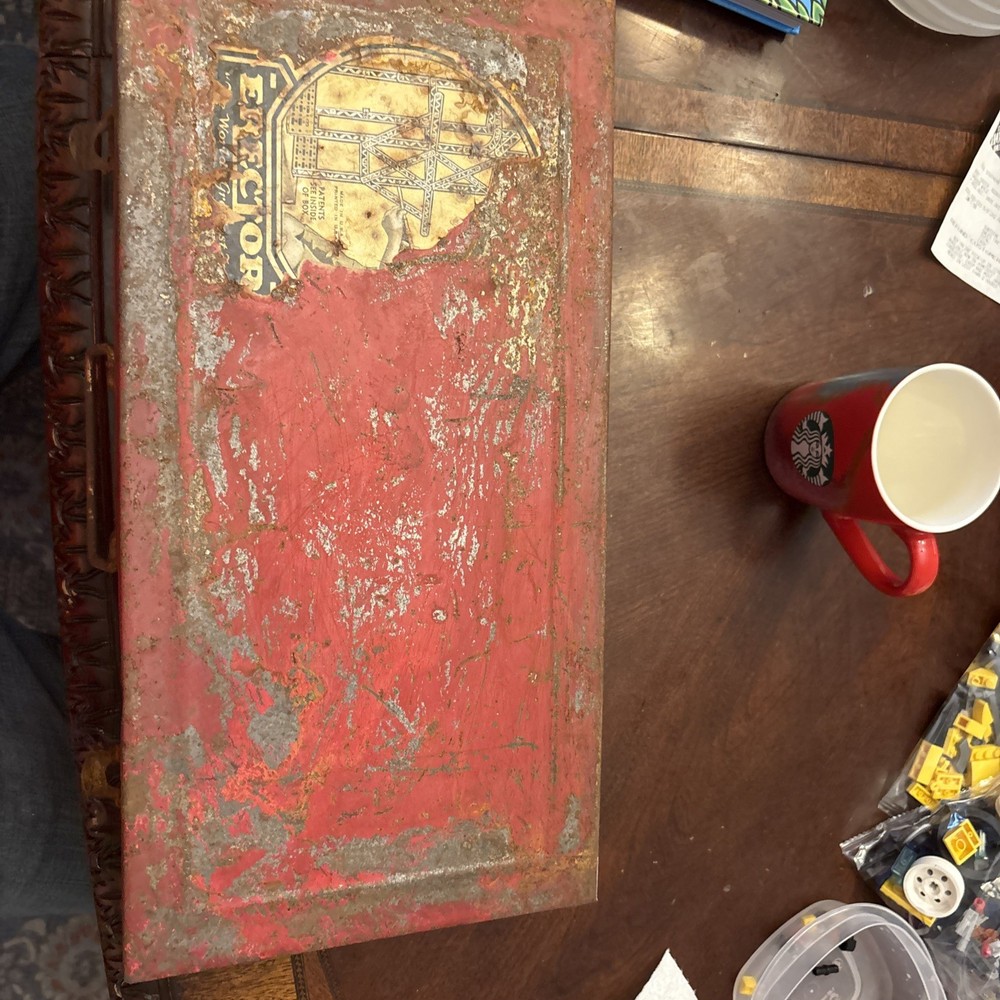 vintage erector set metal box