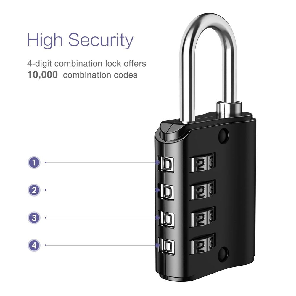 2 Pack Combination Padlock, Gate Lock with Key, 4 Digit Zinc Alloy Combinatio...