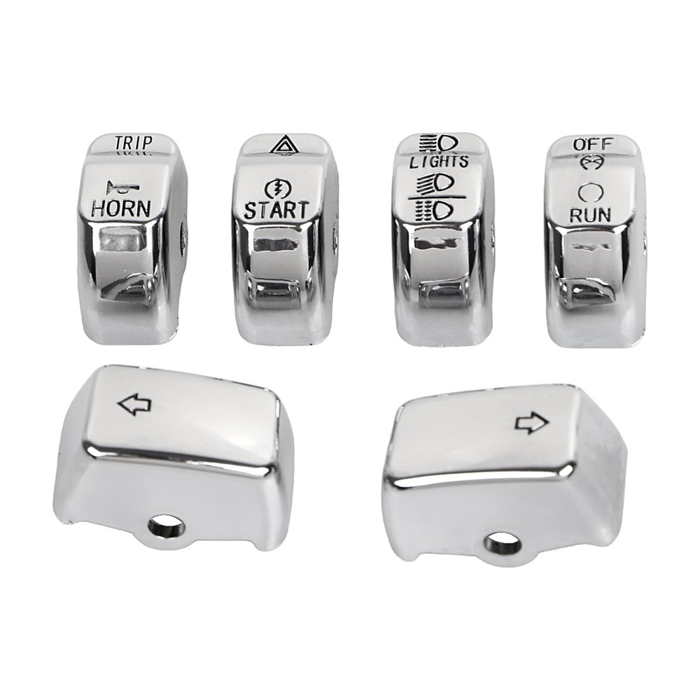Chrome Hand Control Switch Housing Button Cap For Harley Dyna FXDF FXDLS Softail
