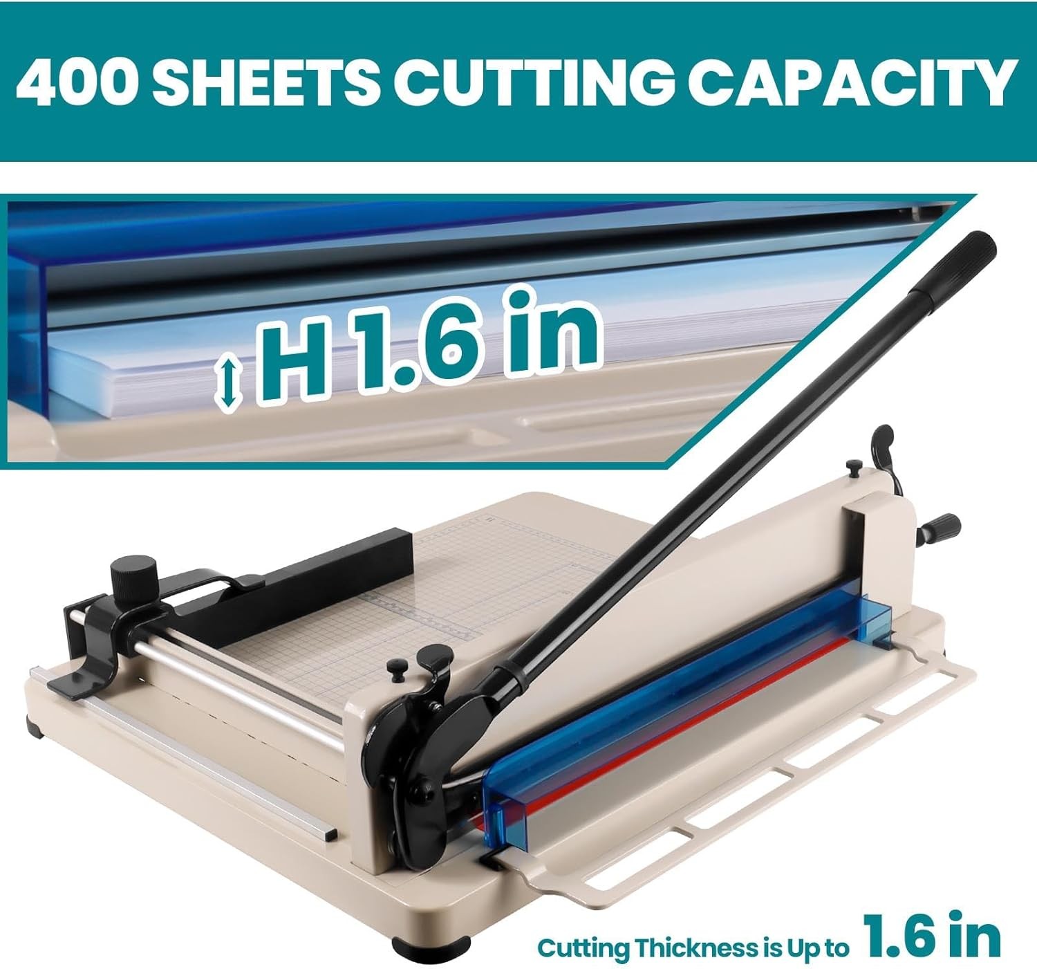 17"Heavy Duty Guillotine Paper Cutter,A3 Manual Paper Trimmer 400 Sheet Capacity