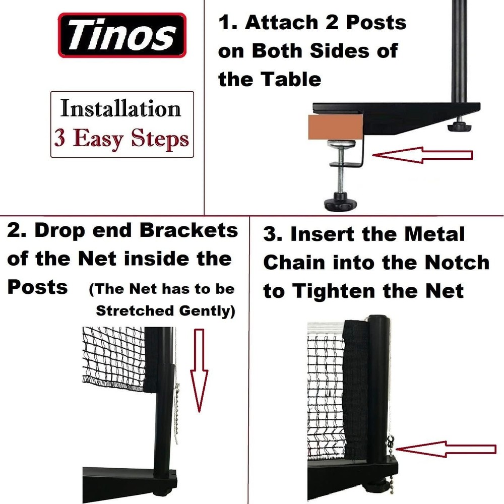 Screw Clamp Table Tennis Net and Post - Easy Installation and Secure Fixing