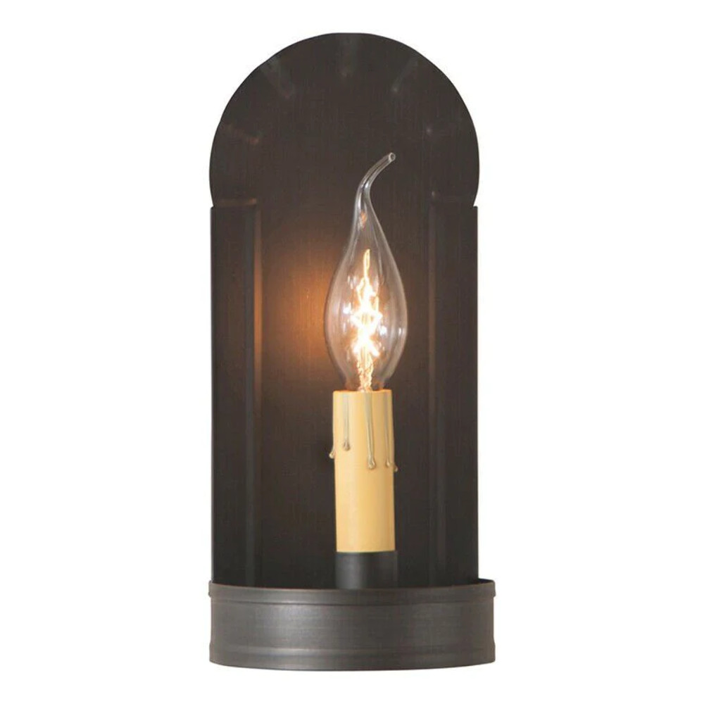 Primitive Colonial Rustic Electric Tin Fireplace Sconce Kettle Black