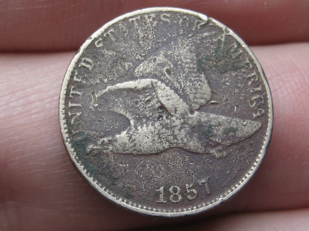 1857 Flying Eagle Penny One Cent- Fine/VF Details