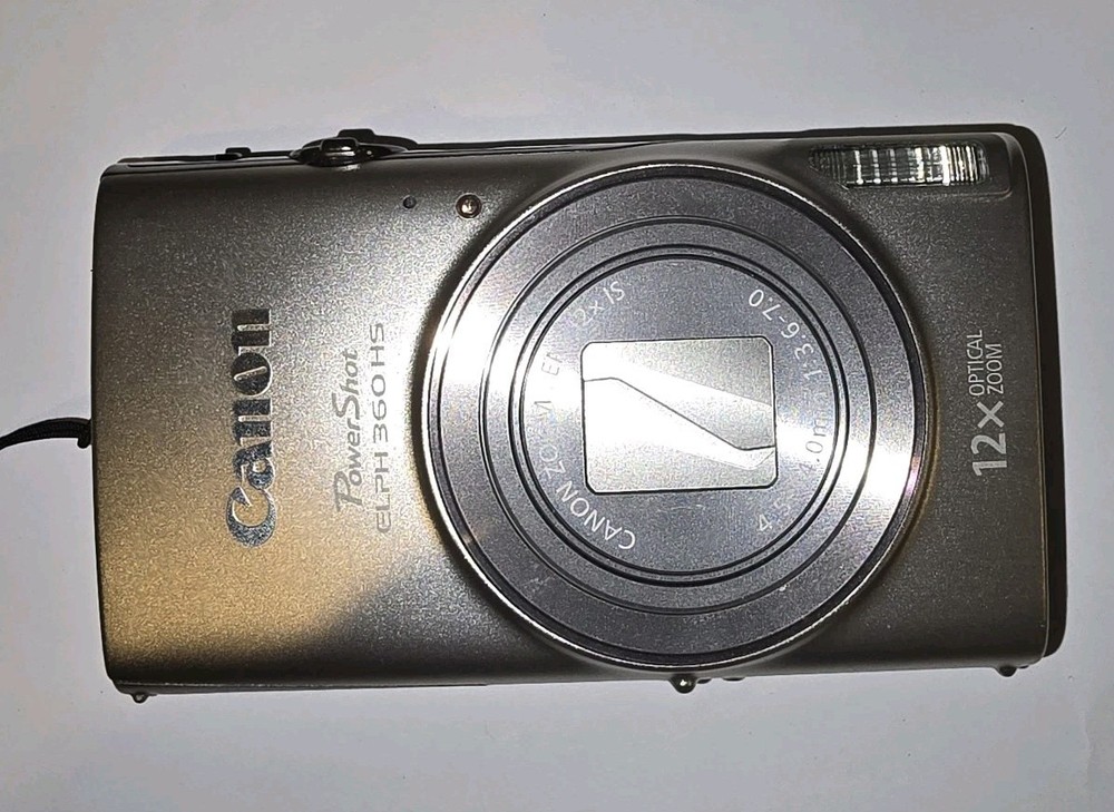 Silver Canon PowerShot ELPH 360 HS Compact Digital Camera (Tested Working)