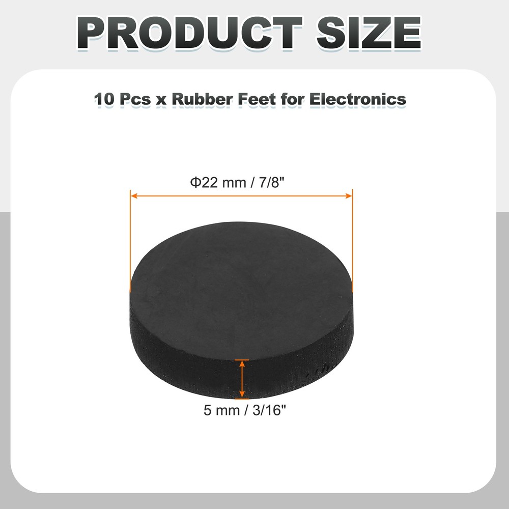 10Pcs 7/8" (22mmx5mm) Round Rubber Solid Discs Washers Self Adhesive Black