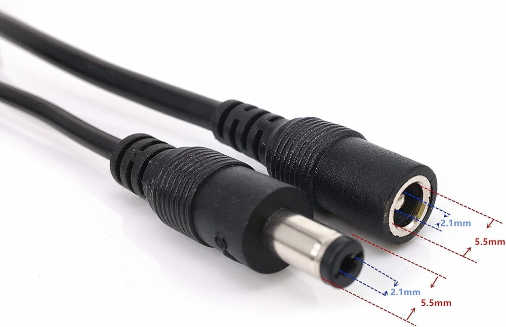 Efficient 2-Pack Black DC Power Splitter Cable for Cameras and LEDs - 40W