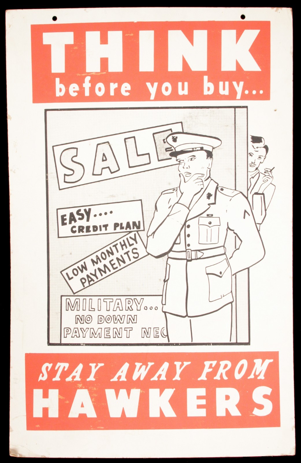 Vintage Original WW2-Vietnam War US Military Poster STAY AWAY FROM HAWKERS 22X14