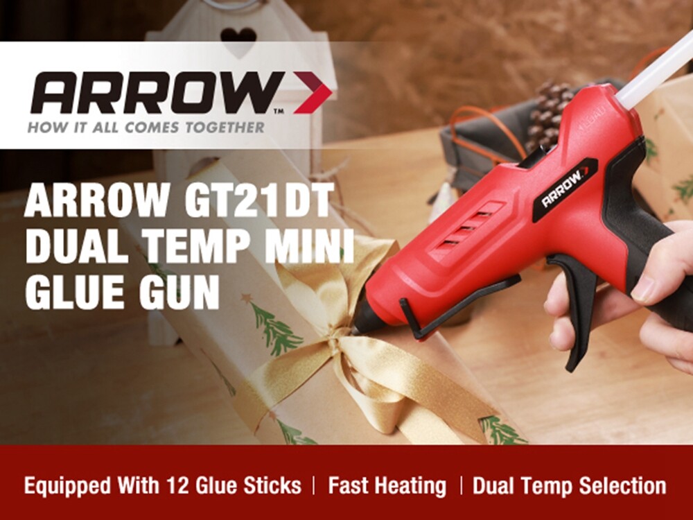 Arrow Full Size Dual Temp Glue Gun Kit with 12 Sticks Heavy Duty Fast Heating