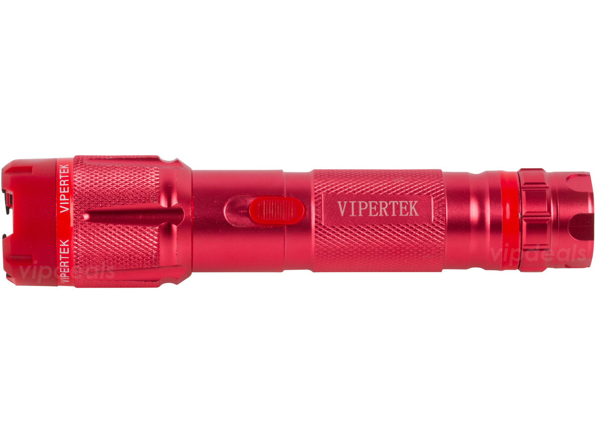 VIPERTEK Stun Gun VTS-T03 RED 500 BV Metal Rechargeable LED Flashlight