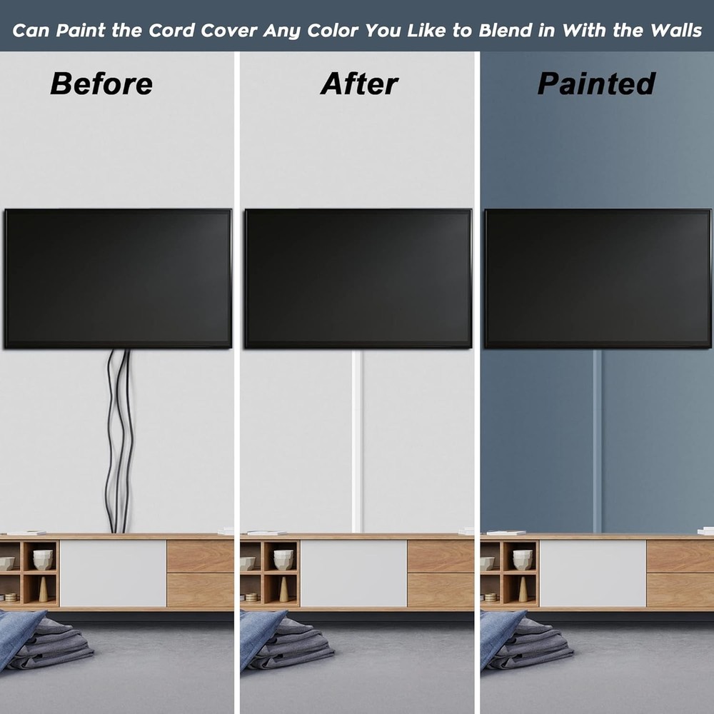 62.8in Cable Cover Wall, White Wire for Paintable Medium,